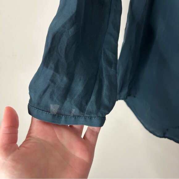 Aritzia Babaton Tie Front Blouse Forest Green Teal Scoop neck Size Drapey XXS - Picture 4 of 11